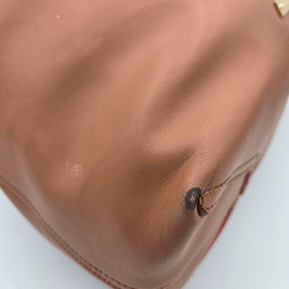 Vince Camuto Leila Brown Leather Drawstring Bucket Bag - Picture 7 of 15